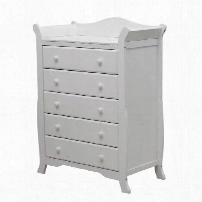 Revery On Me Alissa 5 Drawer Sleigh Chest In White