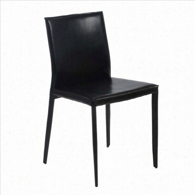 Eurostyle Shen Leater Dining Chair In Blac,