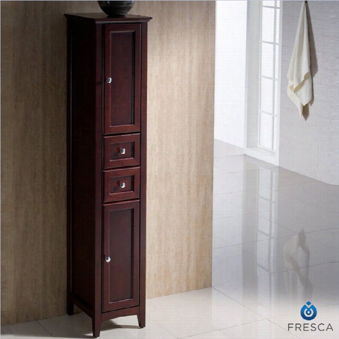 Fresca Oxford Tall Bathroom Linen  Closet In Mahogany