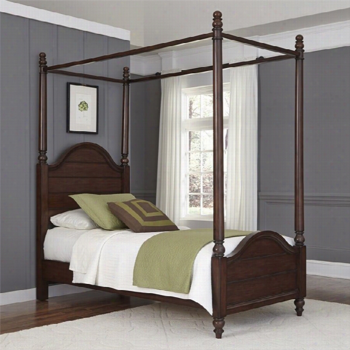 Home Styles Country Comfort Tw In Canpy Bed In Aged Bourbon