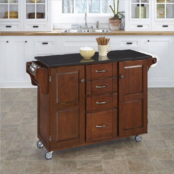 Home Styles Furniture Granite Kihten Cart In Cherry