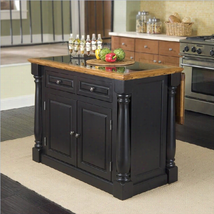 Home Styles Monwrch Roll-out Le  Ggranite Top Kitchen Island In Black And Oak