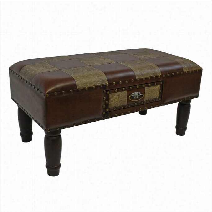 International Caravan Windsor Faux Leather Stor Age Bench In Mix Pattern