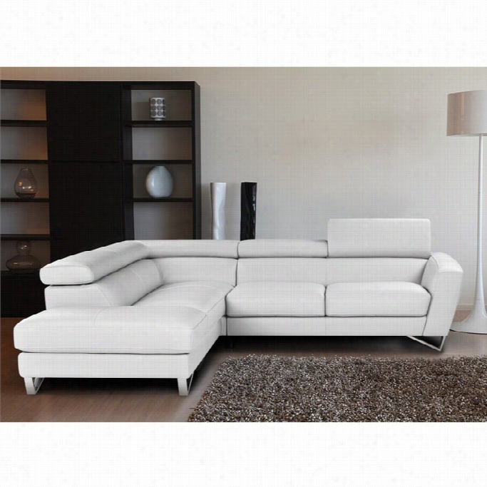 J&m Movables Sparta Leather Left Sectional  In White