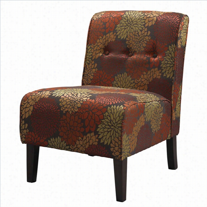 Linon Coco Harvest Fabric Tufted Accent Slipper Chair In Harvest