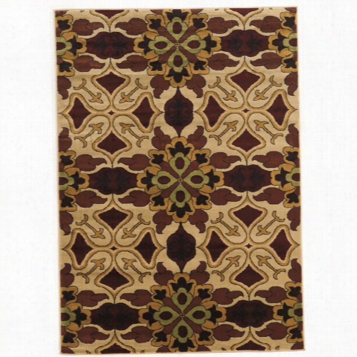 Linon Elegance 2' X 3' Rugs In Beige And Burgundy