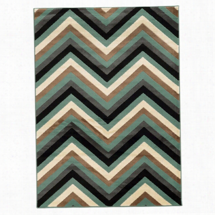 Linon Roma 2' X 3' Chevron Rugin   Turquoise And Gery