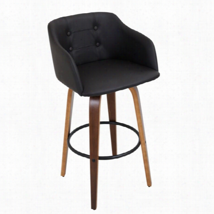 Lumisource Bruno 28 Bar Stool In Black And Walnut