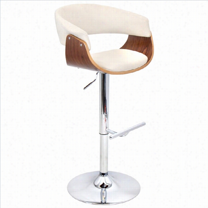 Lumisource Vintage Mod Barstool In Walnut And Ceam