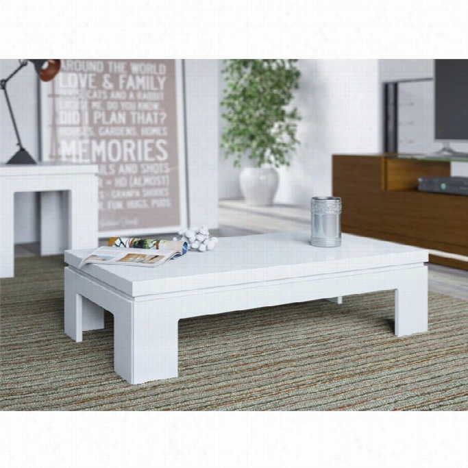 Mnhattan Comfort Birdge 2.0 Series Coffee Table In White Gloss