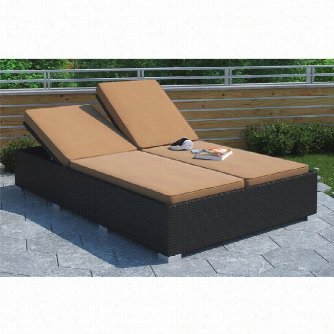 Modway Evince Double Patio Chaise In Espresso  And Moccha