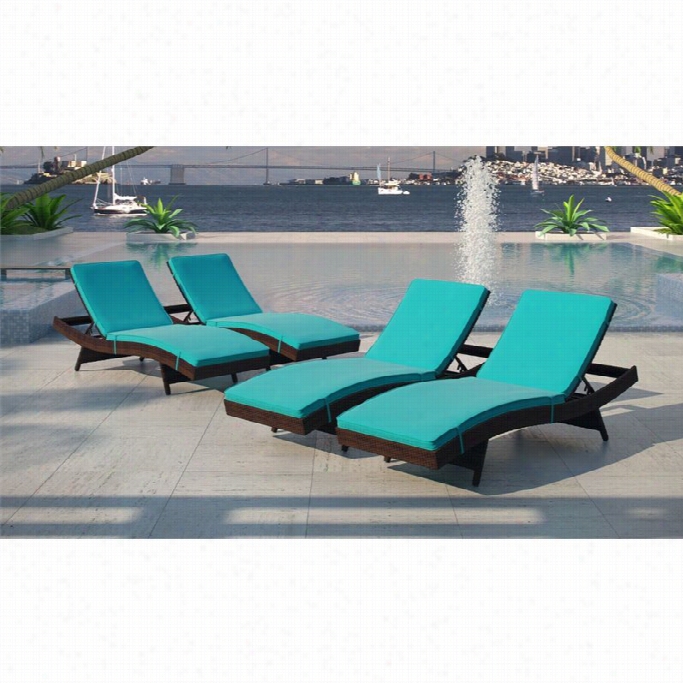 Modway Peer Pa Tio Recline N Brown And Turquoise (set Of 4)