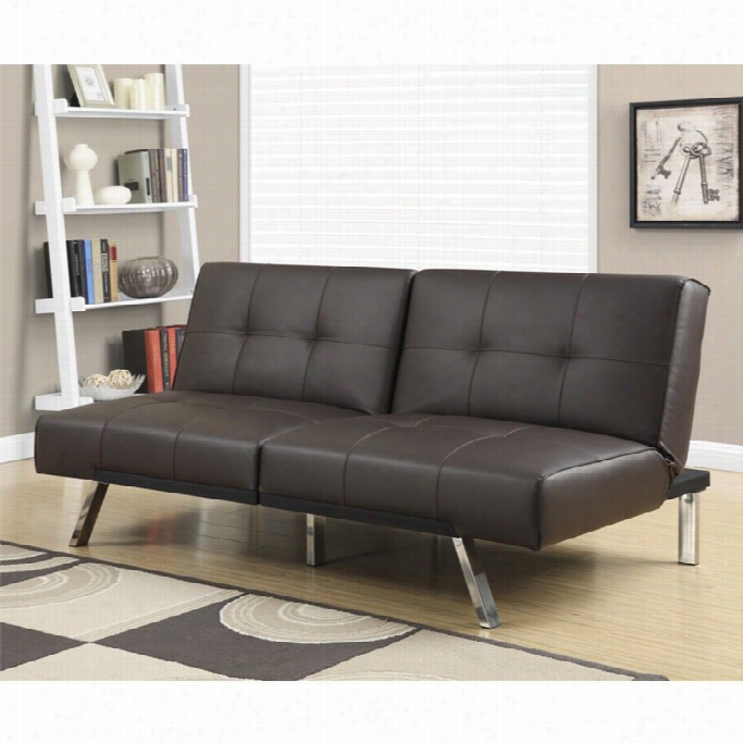 Monarc Leather Tufted Split Back Convertible Sofa In Dakr Brown