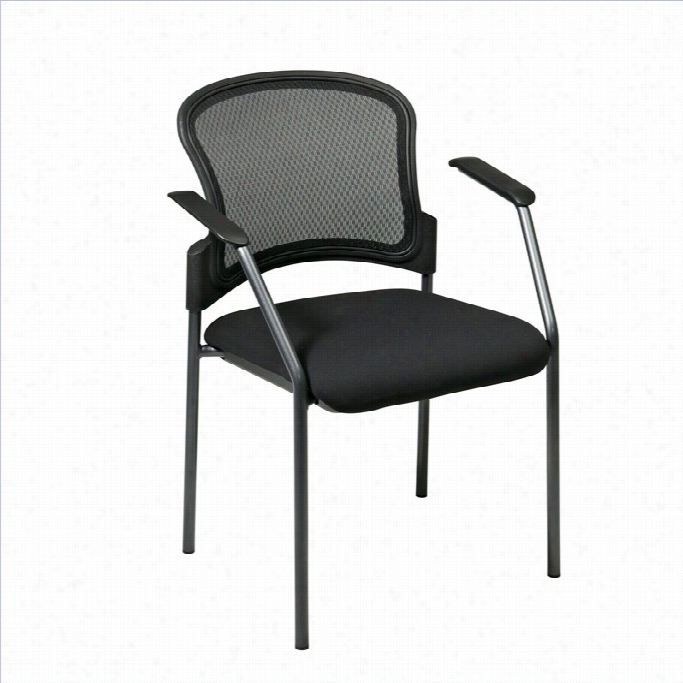 Office Star Progrid Contour Back Visitors Guest Chair With Arms In Titanium