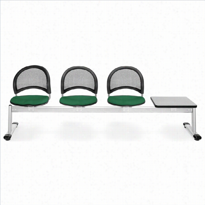 Ofm Omon Be Am Seating With 3 Seats And Table In Foret Green And Gray