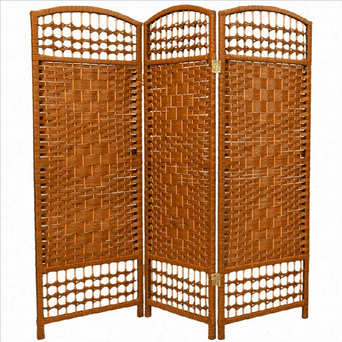 Oriental Fiber Weave Room Di Vider With 3 Panel In Dark Beige