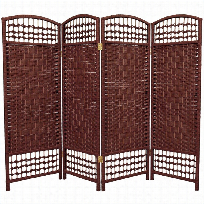 Oriental  Fibeer Weave Room Divider In The Opinion Of 4 Panel In Dark Red