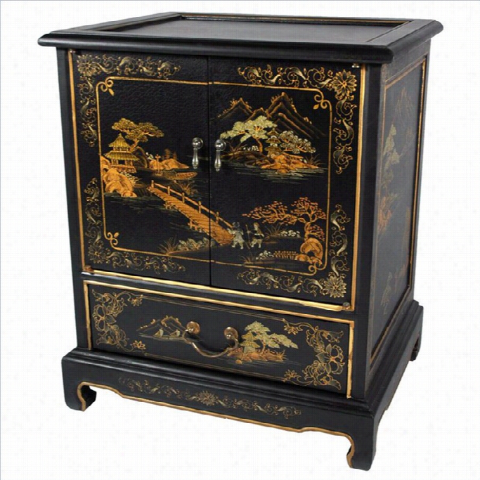 Oriental Furniure Japaese End Table In Black