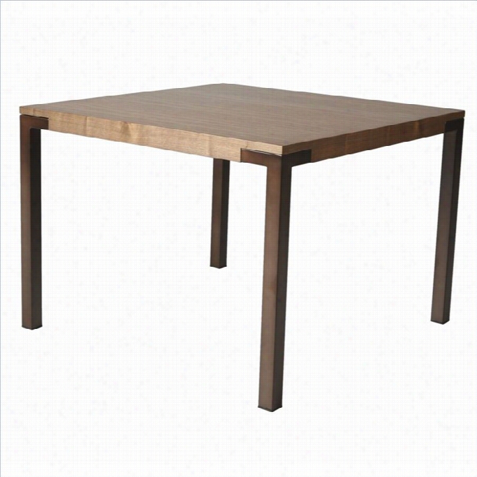 Pasrel Equipage Amrita Square Dining Table In Coffee Brown And Walnut