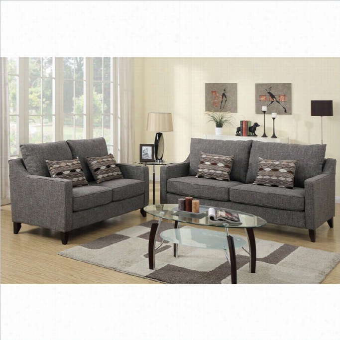 Poundex Bobkona Conell Couch And  Loveseat Set In Gra Y