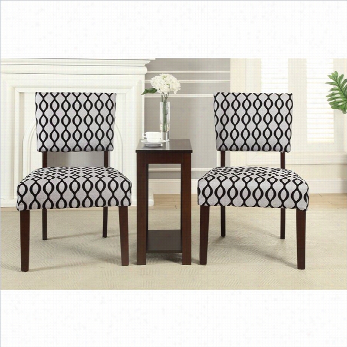 Poundex Bobkona Preston 3 Puece Accent Chairs And Table Set In Twistpattern