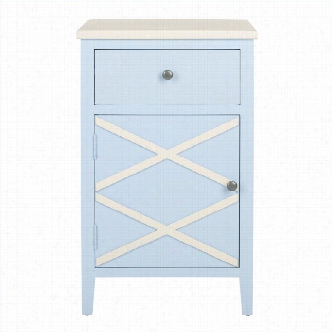 Safavieh Alan Poplar Wood End Table In Light Blue And White