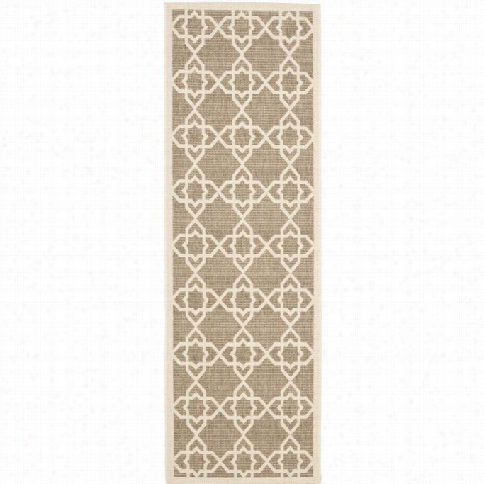 Safavieh Courtyard Brown Indoor Outdoor Rug - Runner 2'3 X 8'