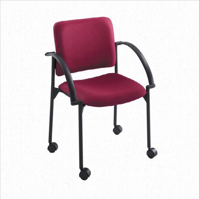 Safco Moto Mobile Stacking Chair In Burgundy  (set Of 2)