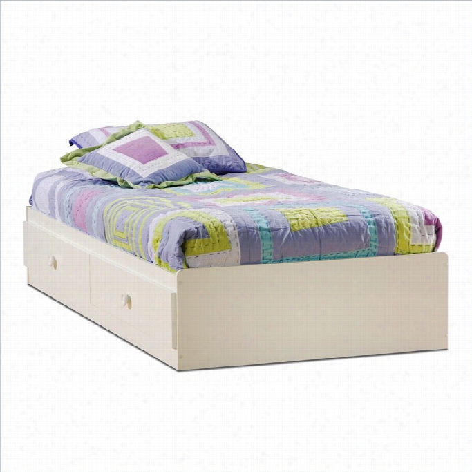 South  Shore Sand Castle Twin Mate Storaage Bedd Frame Only In Pure White Finish