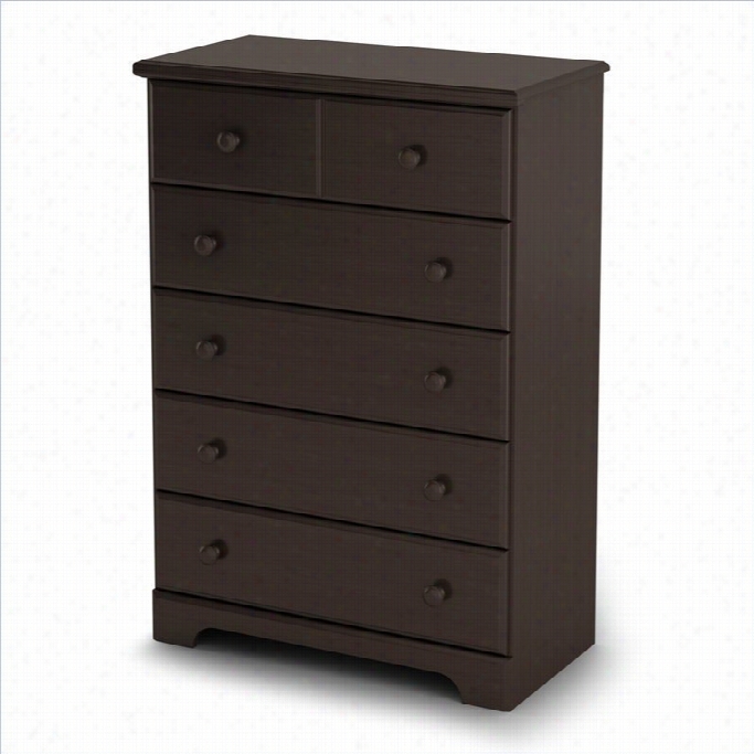 South Shore Summer Breeze 5 Drawer Chest In Chocolate Finish
