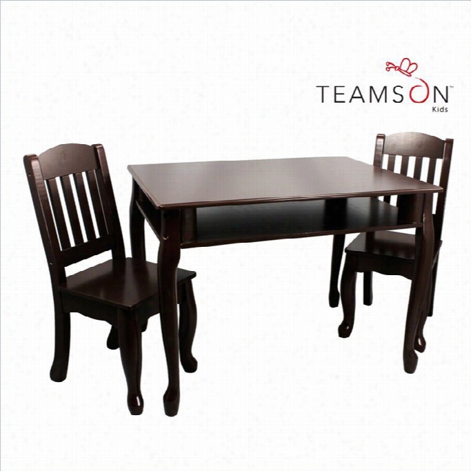 Teamson Kids Windsor Rectangular Table And Set Of 2 Chairs In Espresso