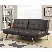 Monarch Leather Tufted Split Back Convertible Sofa in Dark Brown
