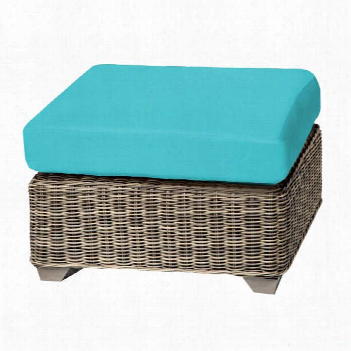 Tkc Cape Cod Patio Wicker Ottoman In Aruba