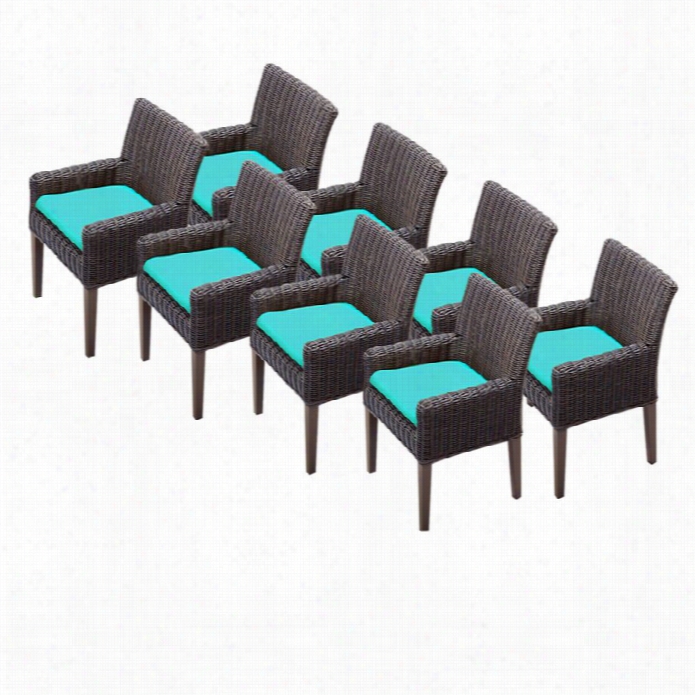 Tkc Venjce Wicker Patio Arm Dining Chairss In Aruba (set Of 8)