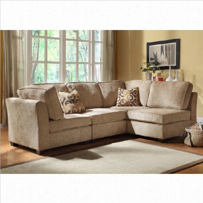 Trent Home Burke 4 Piece Sectional In Brown Beige Chenille