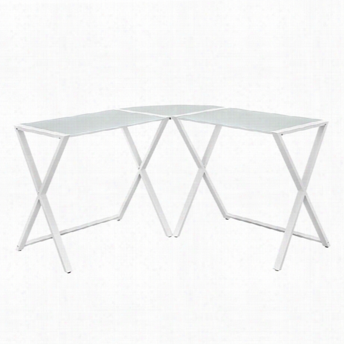 Walker Edison 51 X-frame L-shaped Computer Desk In White