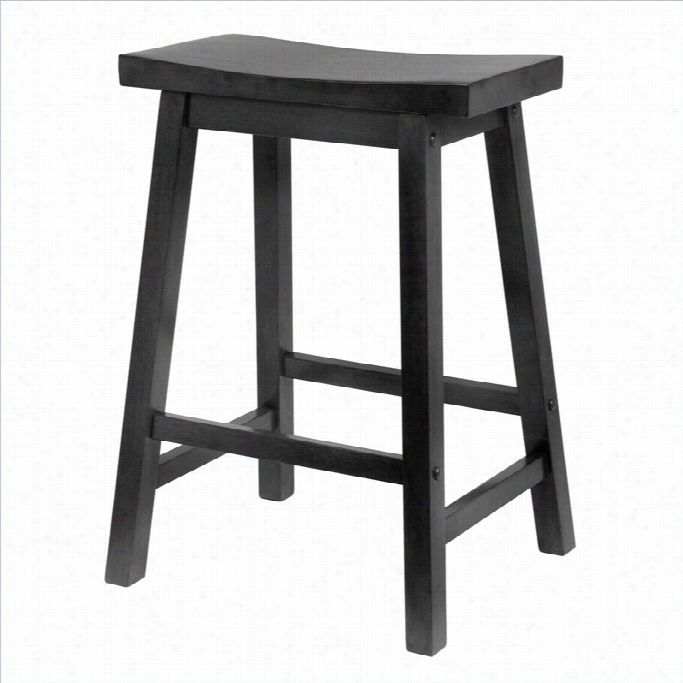 Winsome 24 Counter Saddle Seat Bar Stool In Black