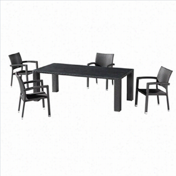 Zuo Boracay 5 Piece Patio Dining Set In  Espresso