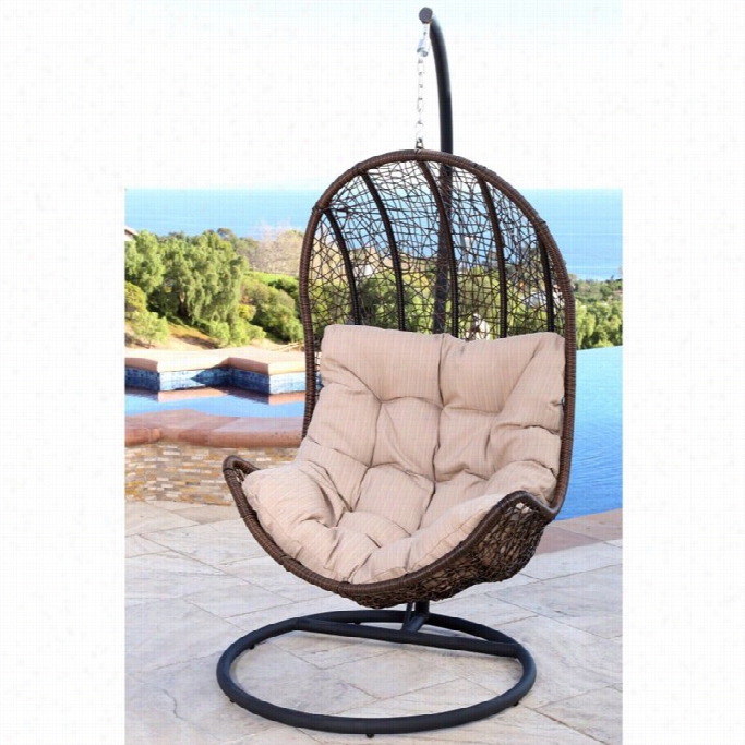 Abbyson Living Sojoma Outdoor Wicker Egg Shaped Chair In Espreso