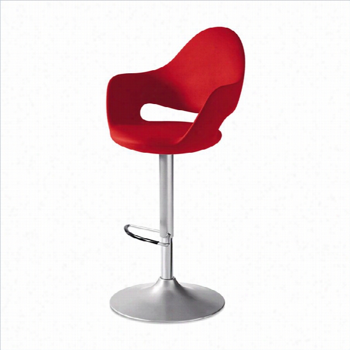 Adjustable Swivel Bar Stool In  Red