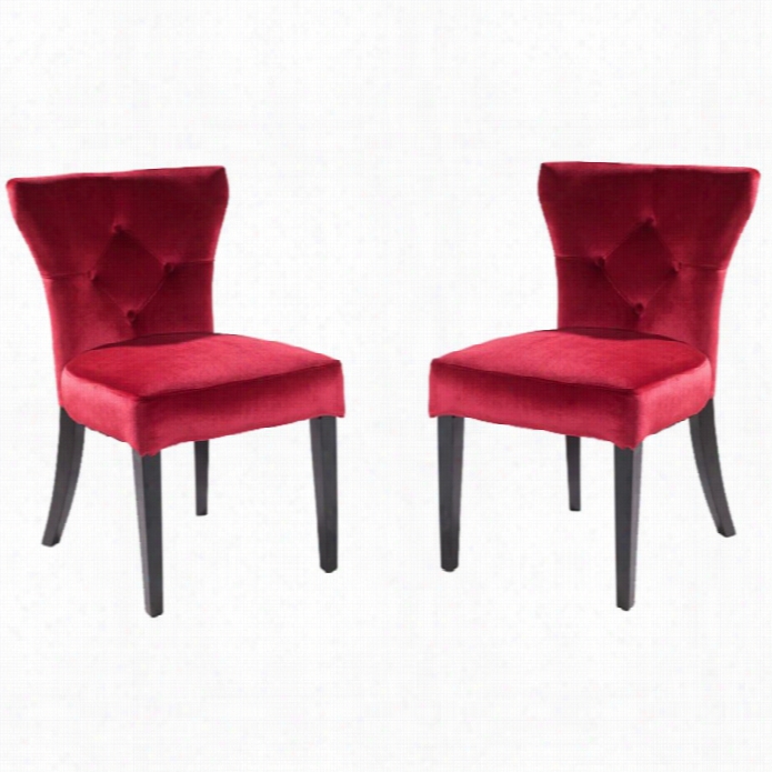 Armen Living Elise Side Chair In Red (set Of 2)