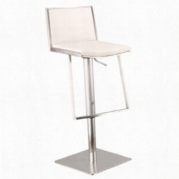 Armen Lliving Ibiza 6 Adjustable Stainless Steeel Br Stool In White