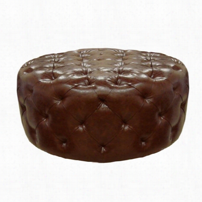 Armen Living Victoria Leather Ottoman In Brown