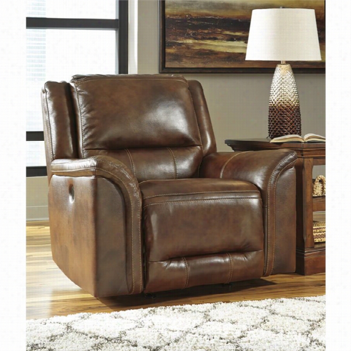 Ashley Jayron Leather Power Orcker Recliner In Harness