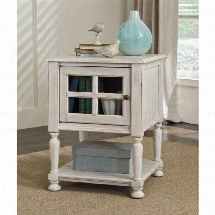Ashley Mirim Yn Chair  Side End Table With Glass Insert In White