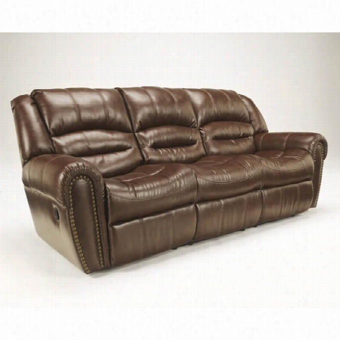 Ashley Wesley Faux Leather Reclining Sofa In Sedona