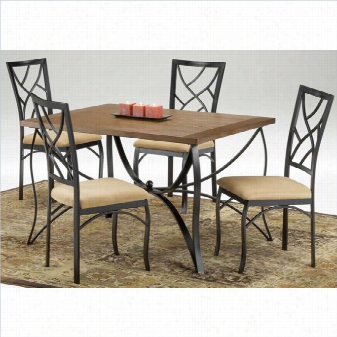 Bernards Sanford 5 Piece Dinette In Wood And Metal