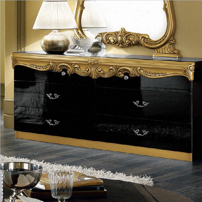 Camelgroup Barocco Double Dresser In Black W/gold