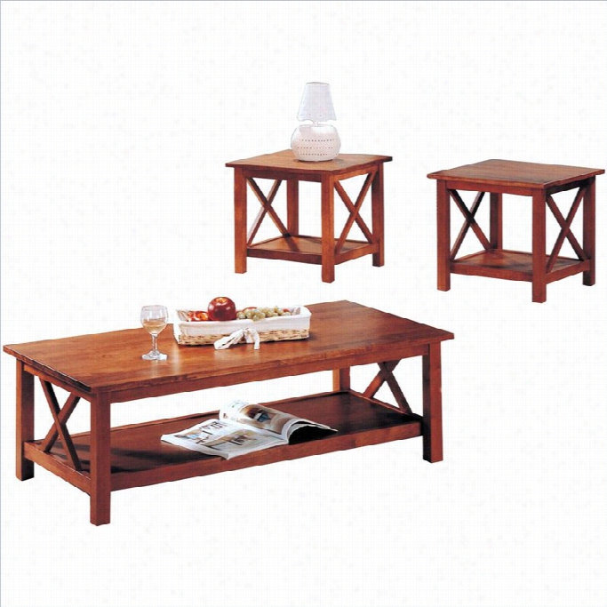 Coasterb Riarclif Fcasual 3 Piece Occasional Table Set In Medium Brown