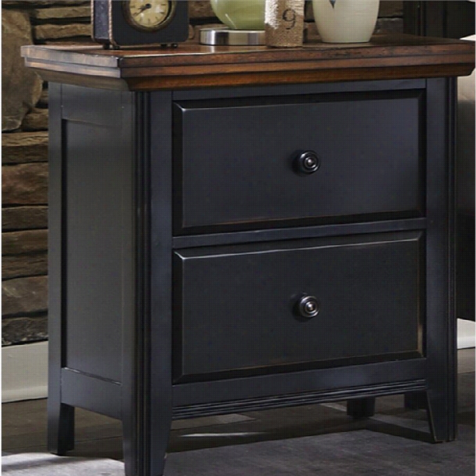 Coaster Mabel 2 Drawer Nightstand In Black And Oak